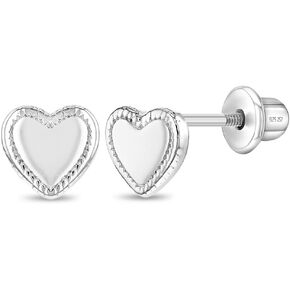 925 Sterling Silver Classic 6mm Lovely Heart Shaped Screw Back Earrings, Loveable Girl's Earrings, Playful and Formal Days - Dainty and Cute for Babies, Toddlers & Young Girls