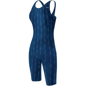 TYR Women's Solid Fusion 2 Open Back Swimsuit - U12 Compliant, Navy, 32