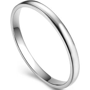 ENDLESSNESS & ETERNITY 2mm 14K Wedding Band Gold Plated Stackble Plain Ring Engagement Promise Ring Comfort Fit for Women