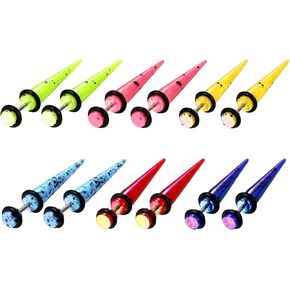Aroncent 12PCS Stainless Steel Fake Taper Earrings for Men Women Fake Illusion Tunnel Cheater Spike Earrings Fake Plug Earrings Piercing Jewelry