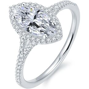 خواتم مويسانيتي مقطوعة من Moisland Marquise، خواتم خطوبة هالة مويسانيتي 1 قيراط، خواتم مويسانيتي مقطوعة 1 قيراط للنساء in Kuwait