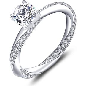 YL Solitaire Engagement Rings 925 Sterling Silver Round 6mm Birthstones Wedding Jewelry for Women