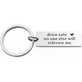 Drive Safe Keychain for Boyfriend Husband Personalized Keychain and Necklace Set for Couples New Driver Gift