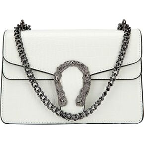 Aiqudou Crossbody Bag and Satchel Purse for Women - Fashion Snake Print Chain Purse Luxury PU Leather HandBag