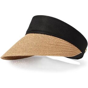 Foldable Portable Beach Hat Wide Brim Sun Hat Roll-up Summer Casual Straw Cap Visors for Women Khaki