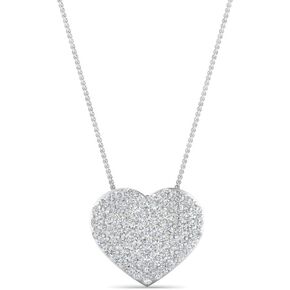 3/8 Carat Round Cut Lab Grown Diamond Cluster Classic Heart Pendant 925 Sterling Silver/10K Gold For Her With 18 Inch Chain (G-H, SI1-SI2, 0.40 c.t.w)