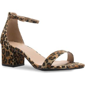 OLIVIA K Women's Ankle Strap Kitten Heel ? Adorable Low Block Metal Heel