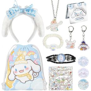 Cinnamoro Accessories Birthday Gift Set - Kawaii Cinnamoro Gift for Girls Including - Hairbands Bracelet Necklace Keychain Mirror Badges Storage Bag Holder Stickers in Kuwait