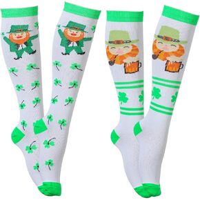 جوارب LEOSTEP لعيد القديس باتريك، زينة جوارب ضغط للعطلات الخضراء، جوارب عالية للركبة تدعم الساق in Kuwait