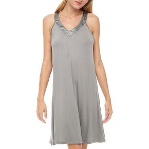 Alexander Del Rossa Women's Soft Knit Sleeveless Night Shirt Nightgown Pajama Top V Neck Racerback