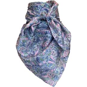 Cowboy Wild Rag Paisley Blue with Pink