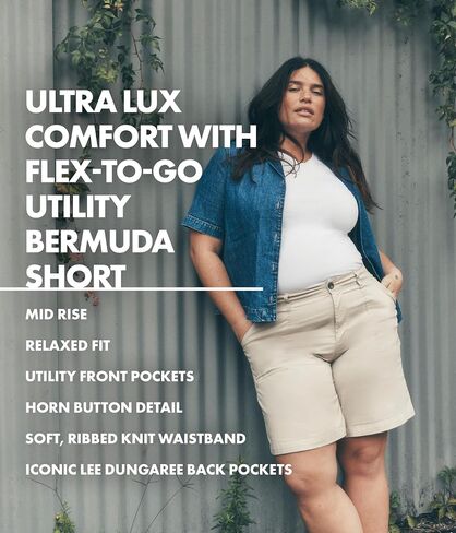 Lee Women's Plus Size Ultra Lux Comfort with Flex-to-go Utility Bermuda Short in Saudi Arabia