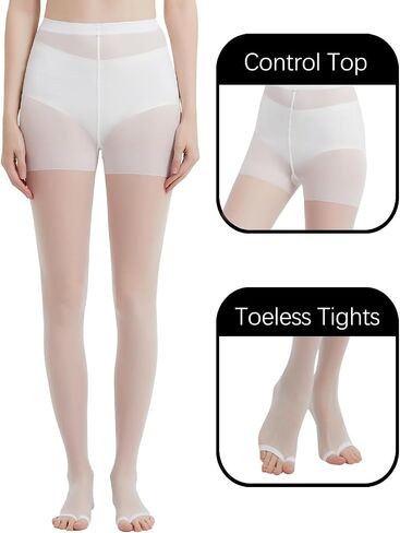 2 Pairs Toeless Pantyhose For Women, 20D Sheer Tights Open Toe Stockings with Control Top in Saudi Arabia