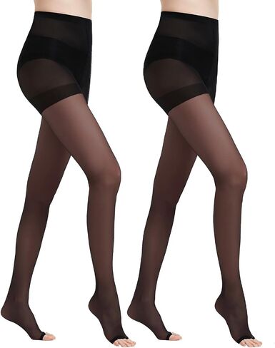 2 Pairs Toeless Pantyhose For Women, 20D Sheer Tights Open Toe Stockings with Control Top in Saudi Arabia