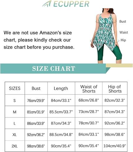 ECUPPER Women Plus Size Tankini Swimsuit Two Piece Swimdress Modest Adjustable Bathing Suit with Shorts in Kuwait