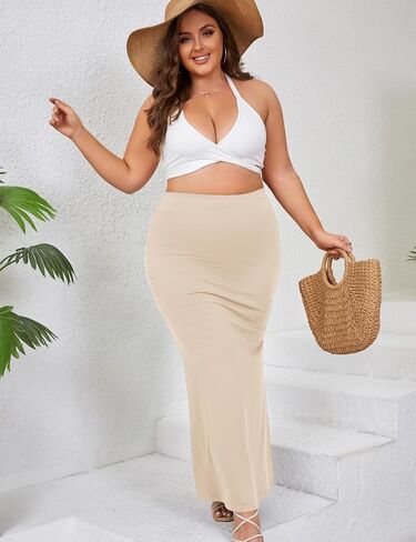 ZOMVA 2024 تنورة طويلة مقاس كبير 0X-5X 2/3 حزمة حورية البحر Bodycon سحب على الخصر العالي أنيقة غير رسمية in Kuwait