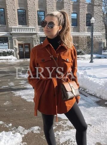 سترات نسائية من FARYSAYS للخريف والشتاء معطف واق من المطر بأكمام طويلة وأزرار سفلية in Kuwait