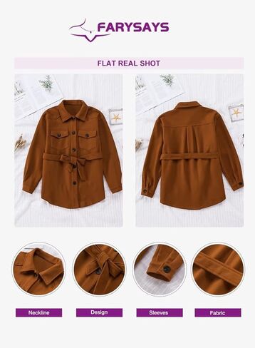 سترات نسائية من FARYSAYS للخريف والشتاء معطف واق من المطر بأكمام طويلة وأزرار سفلية in Kuwait