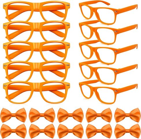 20 قطعة من لوازم حفلات أعياد الميلاد للأطفال باللون البرتقالي، 10 قطع إطار للأطفال الصغار فقط بدون عدسات نظارات زخرفية و10 قطع ربطات عنق لطيفة قابلة للتعديل للأولاد والبنات in Kuwait