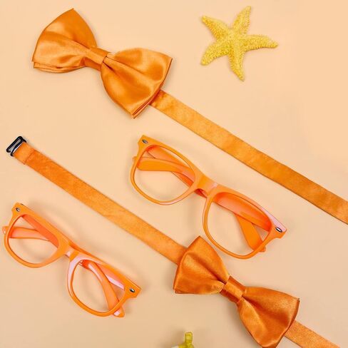20 قطعة من لوازم حفلات أعياد الميلاد للأطفال باللون البرتقالي، 10 قطع إطار للأطفال الصغار فقط بدون عدسات نظارات زخرفية و10 قطع ربطات عنق لطيفة قابلة للتعديل للأولاد والبنات in Kuwait