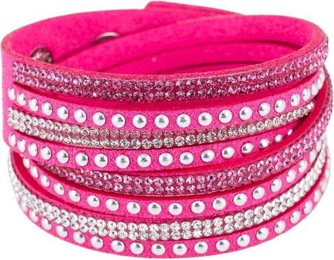 Fuqimanman2020 Leather Wrap Bracelets for Women Multilayer Boho Cuff Bracelets Crystal Rhinestone Leather Wristbands Bracelet Holiday Party Jewelry in Saudi Arabia