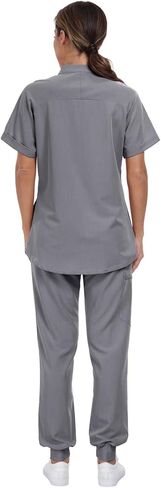 Agile Motion Scrubs for Women Set, Stylish Mandarin Collar Top & Jogger Pants, 8 Pockets Stretch Medical Uniform in Kuwait