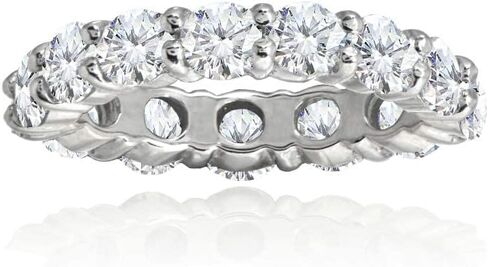 Hoops & Loops Sterling Silver Cubic Zirconia 4mm Round-Cut Anniversary Eternity Band Ring in Saudi Arabia