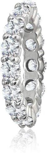 Hoops & Loops Sterling Silver Cubic Zirconia 4mm Round-Cut Anniversary Eternity Band Ring in Saudi Arabia