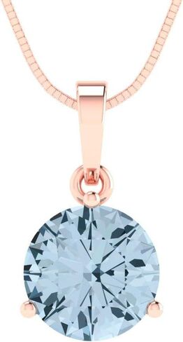 Clara Pucci 2 ct Brilliant Round Cut Solitaire Natural Sky Blue Topaz 14k Rose Gold Pendant with 18" Chain in Saudi Arabia