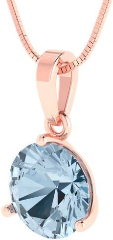 Clara Pucci 2 ct Brilliant Round Cut Solitaire Natural Sky Blue Topaz 14k Rose Gold Pendant with 18" Chain in Saudi Arabia