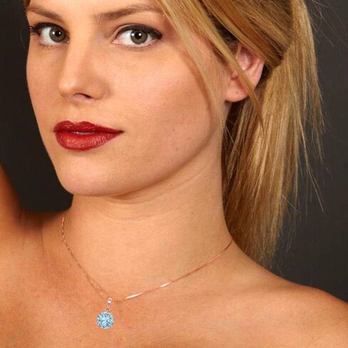 Clara Pucci 2 ct Brilliant Round Cut Solitaire Natural Sky Blue Topaz 14k Rose Gold Pendant with 18" Chain in Saudi Arabia