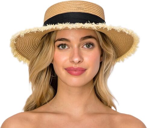 Floppy Sun Hat for Women - Summer Straw Wide Brim Beach Travel Foldable Hats in Saudi Arabia