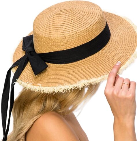 Floppy Sun Hat for Women - Summer Straw Wide Brim Beach Travel Foldable Hats in Saudi Arabia