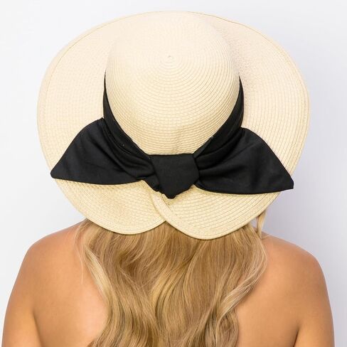 Floppy Sun Hat for Women - Summer Straw Wide Brim Beach Travel Foldable Hats in Saudi Arabia