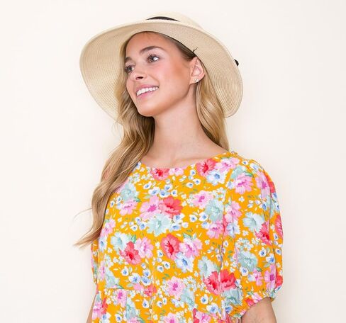 Floppy Sun Hat for Women - Summer Straw Wide Brim Beach Travel Foldable Hats in Saudi Arabia