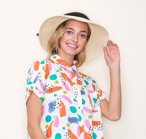 Floppy Sun Hat for Women - Summer Straw Wide Brim Beach Travel Foldable Hats in Saudi Arabia