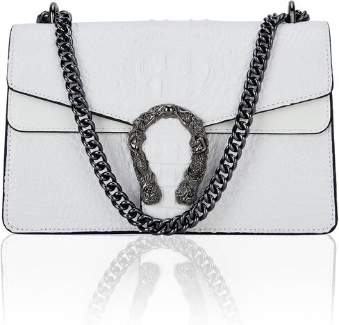 Aiqudou Crossbody Bag and Satchel Purse for Women - Fashion Snake Print Chain Purse Luxury PU Leather HandBag in Saudi Arabia
