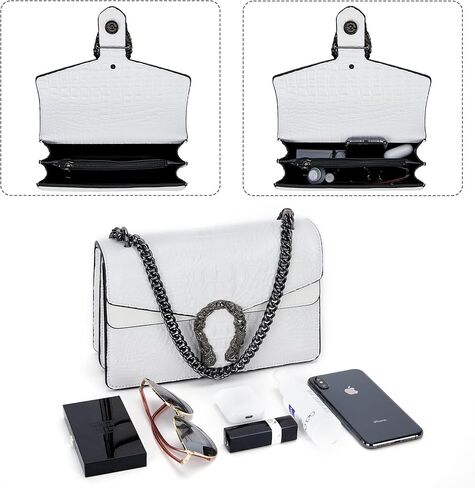 Aiqudou Crossbody Bag and Satchel Purse for Women - Fashion Snake Print Chain Purse Luxury PU Leather HandBag in Saudi Arabia