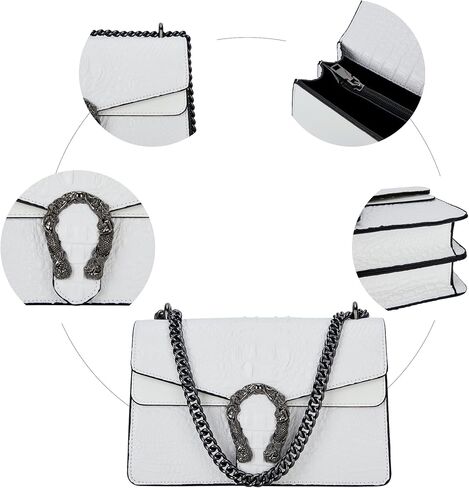 Aiqudou Crossbody Bag and Satchel Purse for Women - Fashion Snake Print Chain Purse Luxury PU Leather HandBag in Saudi Arabia