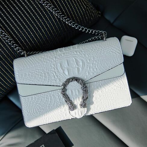 Aiqudou Crossbody Bag and Satchel Purse for Women - Fashion Snake Print Chain Purse Luxury PU Leather HandBag in Saudi Arabia