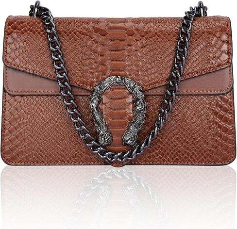 Aiqudou Crossbody Bag and Satchel Purse for Women - Fashion Snake Print Chain Purse Luxury PU Leather HandBag in Saudi Arabia
