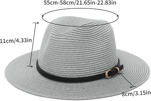 Straw Sun Hats for Women Men Panama Fedora Summer Hat with Leather Belt Wide Brim Beach Sun Jazz Cap in Kuwait