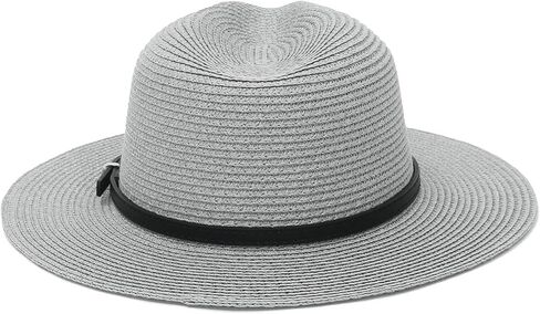 Straw Sun Hats for Women Men Panama Fedora Summer Hat with Leather Belt Wide Brim Beach Sun Jazz Cap in Kuwait