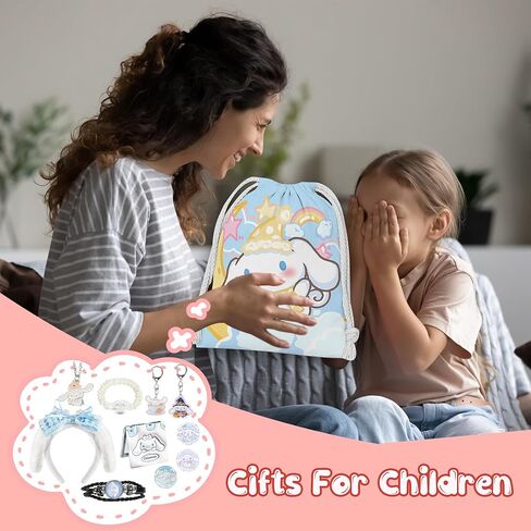Cinnamoro Accessories Birthday Gift Set - Kawaii Cinnamoro Gift for Girls Including - Hairbands Bracelet Necklace Keychain Mirror Badges Storage Bag Holder Stickers in Kuwait