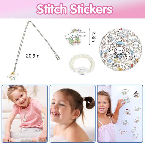 Cinnamoro Accessories Birthday Gift Set - Kawaii Cinnamoro Gift for Girls Including - Hairbands Bracelet Necklace Keychain Mirror Badges Storage Bag Holder Stickers in Kuwait