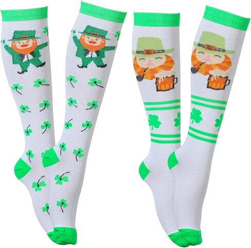 جوارب LEOSTEP لعيد القديس باتريك، زينة جوارب ضغط للعطلات الخضراء، جوارب عالية للركبة تدعم الساق in Kuwait