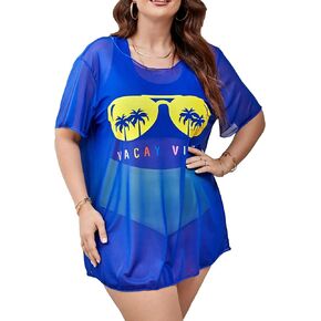 OYOANGLE Women's Plus Size 3 Piece Swimsuit High Waist Bathing Suit with Cover Up Dress