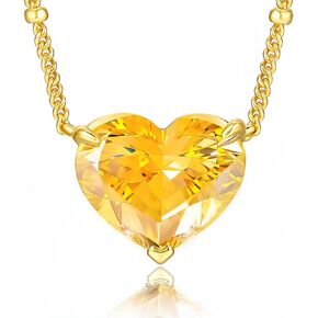 Sparkling Heart Necklace for Women 14K Gold Plated 925 Sterling Silver -10.3CT (Yellow/Pink/Green/Blue) Diamond Heart Pendant Necklaces -Anniversary Birthday Mother’s Day Gift for her