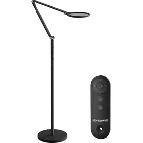 مصباح أرضي LED من هانيويل - F01BK Sunturalux™، ضوء قائم خافت للعناية بالعين مع جهاز تحكم عن بعد، ضوء نهاري طبيعي ساطع 5 ألوان و5 سطوع قابل للتعديل لامبارا طويل القامة للمنزل والمكتب وغرفة المعيشة وغرفة النوم