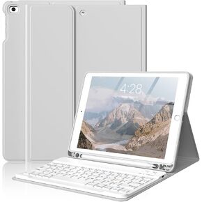 حافظة لوحة مفاتيح لجهاز iPad (9.7 بوصة) الجيل السادس 2018/الجيل الخامس 2017/iPad Air 2/iPad Air، لوحة مفاتيح بلوتوث لاسلكية قابلة للفصل، غطاء قابل للطي مع حامل قلم رصاص، نوم/تنبيه تلقائي، وردي